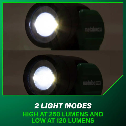 18V MultiVolt Cordless LED Flashlight With 250 Lumens High, 120 Lumens Low, two light modes illustration