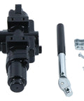 NETYANPI hydraulic directional control valve with lever; black body, 3/4in inlet/outlet and 1/2in working ports.