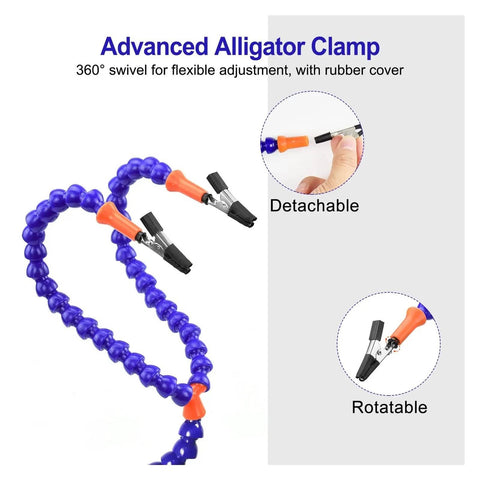 Advanced alligator clamp of Third Hand Soldering Table Clamp With 3X Magnifier And Five To Six Arms Flexible Gooseneck Helping Hands