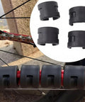 Chainstay Protector For Road And Mountain Bikes Rubber Frame Guard Pads Anti Scratch Rings For Fork And Chainstay Black Size 28.5 By 32 Mm Easy No Tool Mounting With Ties visible on a bicycle chainstay