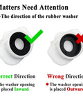 Image showing correct and wrong installation of 4 Pack 101237 Cup Seal And Diverter Gate for Tub Spout bath faucet seals.
