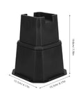 Built Tough Heavy Duty Adjustable Furniture Legs Set Of Four Thick Plastic Glides for Couch Bed Desk Table showing black riser dimensions.