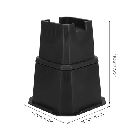 Built Tough Heavy Duty Adjustable Furniture Legs Set Of Four Thick Plastic Glides for Couch Bed Desk Table showing black riser dimensions.