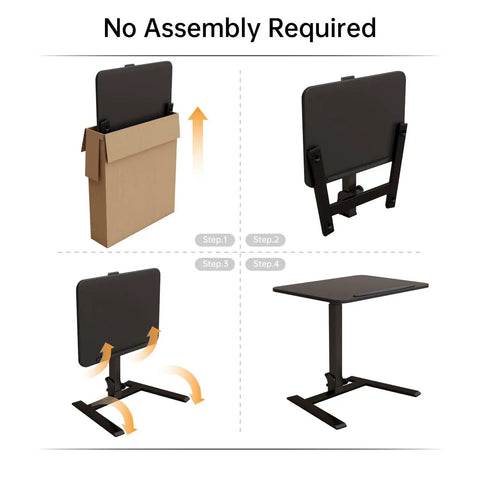 Mobile Folding Desk With Pneumatic Sit Stand No Tools Needed Setup Hassle Free 25 Inch Portable Laptop Desk in four setup steps
