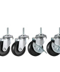 Built Bangin 2 Inch Casters Set Of 4 For Wire Shelving And Rolling Carts 360 Swivel Wheels with black plastic treads.