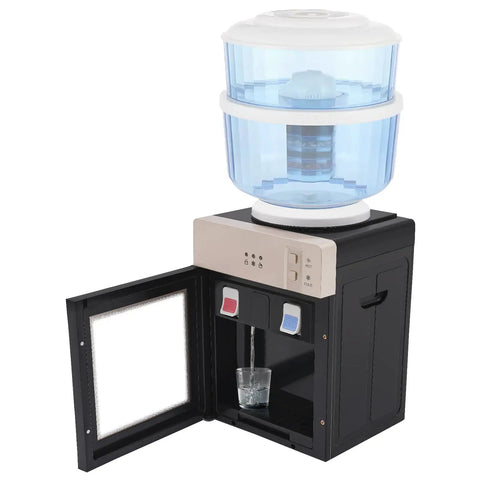 Countertop Water Dispenser Hot And Cold Water Cooler 110V 500W Quick Heat And Efficient Chill with open storage door