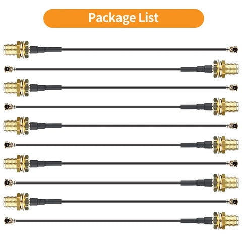Package contents of Antenna Pigtail Cable Set For WiFi And Drone Image Transmission Low Loss RF Cable From UFL To SMA Female