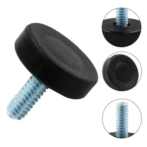 16 Piece Adjustable Furniture Leveling Feet Set For Tables And Chairs With One Quarter Inch Threads, Zinc Plated Bases, Durable Rubber Pads, Easy Height Adjustment For Indoor And Patio Use