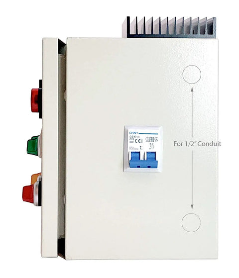Side view of Heavy-Duty Powder Coating Oven Control Panel With Light And Fan Control 240V 30A showing side-mount breaker.