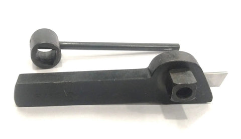 Straight Shank Lathe Parting Tool Holder With HSS Blade flat view, showing 3/32 x 1/2 x 4-1/2 inch size and straight shank design