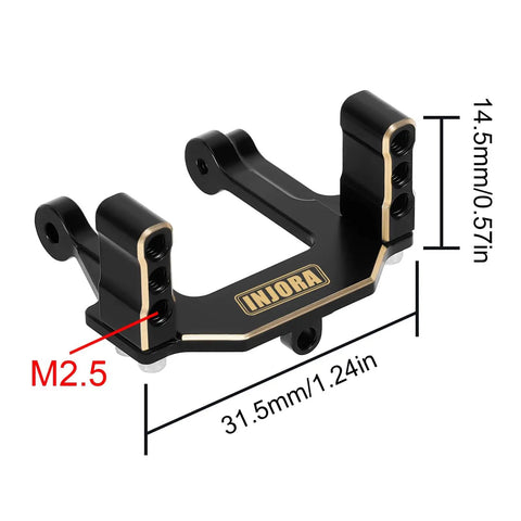 Black metal servo horn mount for Beefy High Torque Metal Gear Digital Micro Coreless Servo with size dimensions
