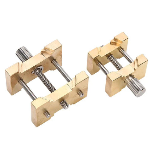 Copper Watch Movement Hold Tool for 4040 and 4039 Movements dual-sided adjustable holders close-up with non-slip grip.