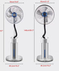 Monster 20 Inch Misting Fan With Massive Tank, 3 Speed Standing Floor Fan Rolling On Wheels, showcasing height and design details.
