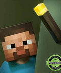 Brownstone Torch Lamp 11.5 Inch LED Night Light With USB Charging Port Wall Mount Corner Piece next to Minecraft mask