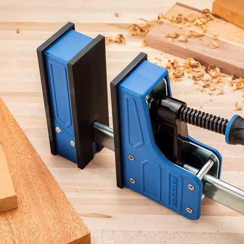 Beefy 24-Inch Parallel Bar Clamps For Woodworking, Adjustable Heavy Duty Clamps With Ergonomic Handle on wooden surface