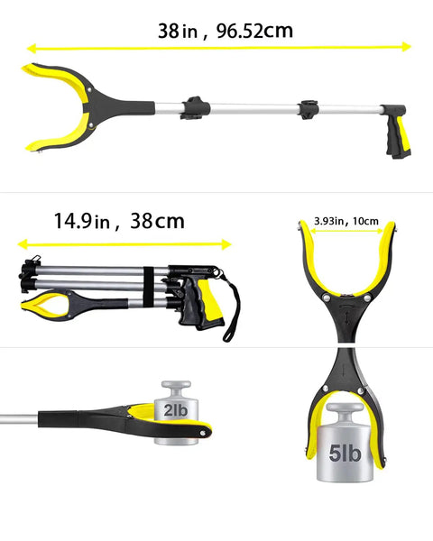 38 Inch Extra Long Reacher Grabber Tool With 360 Degree Rotating Anti Slip Jaw, Lightweight Yet Heavy Duty Reaching Aid For Elderly And Everyday Chores Easy Grab