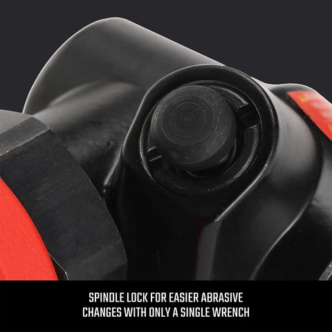 Close-up of spindle lock on One Quarter Inch Angle Die Grinder With Spindle Lock 21,000 RPM High Speed Workhorse For Tight Spots
