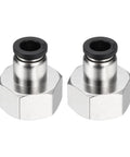 2 Pack Push To Connect Fittings 1/2 NPT Female Straight Quick Connect For 5/16 Inch Air Tubing Nickel Plated Brass Pneumatic Adapters