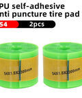Pair of green TPU Bike Tire Liner No Flat Shield rolls for 12 to 29 inch tires, 54mm width, universal fit for MTB road hybrid bikes