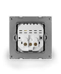 Premium White EU Wall Socket With Dual Fast Charge USB Connections Heavy Duty 16A Electrical Outlet For Home And Office Smooth Flush Mount view from front with USB ports and wiring visible.