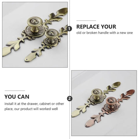 Vintage Nostalgia Door Handles Set For Cabinets And Drawers Antique Style Metal Pulls With Screws shown in gold and bronze finish