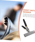 Hand Seamer Tool With Straight Jaw Bender for Metal Bending and Flattening Sheets shown in use with focus on metal bending.