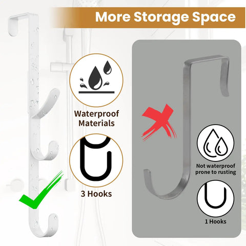 Over The Door Hooks Hanger 2 Pack White, Sturdy Metal Door Organizer For Coats Clothes Backpacks Hats And Towels, EVA Protection Pads