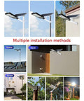 Rock Solid Solar Flood Lights With Motion Sensor And Pocket Remote Waterproof Outdoor Yard And Driveway Bulbs Quick Adjust Bracket Mount For Hassle Free Install showing multiple installation methods in different settings.