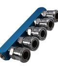 Five Way Half Inch Air Manifold Block Splitter for Pneumatic Systems Inline Hose Fittings Iron Construction Multi Outlet Distributor