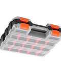 Heavy Duty Parts Storage Box With Removable Grid Compartments For Easy Tool Organization, Pro Grade PP Case, Double-Sided 32x27x8