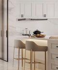 Modern kitchen with 10 Pack Self Stick Black ABS Plastic Cabinet Drawer Handles For Kitchen, Furniture, Closets And Wardrobes installed.