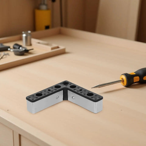 Aluminum L Shaped Furniture Legs 4 Pack With M5 Screws Black Replacement Sofa Feet on workbench