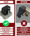 Comparison of Refrigerator Start Relay and Capacitor Kit for Embraco QD TSD2 showing sturdy design versus competitor.