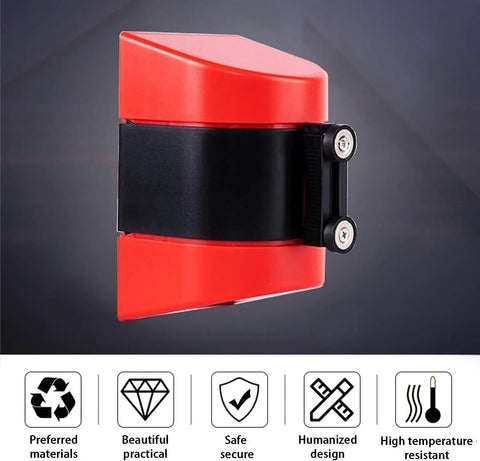 Heavy Duty Wall Mounted Retractable Barrier With 16 Foot Magnetic Safety Belt For Crowd Control And Fast Line Setup Crafted From Premium Abs Housing That Holds Up Like A Champ And Runs Dead Smooth Daily