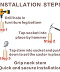 Installation steps for 2 Inch Shop Vac Wheel Replacement Set Of 4 Caster Wheels With Eight Millimeter Or Five Sixteenth Inch Stems.
