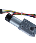 Top Tier JGY 370GB Worm Gear Motor With Encoded Output for custom robotics with wires and metal housing.