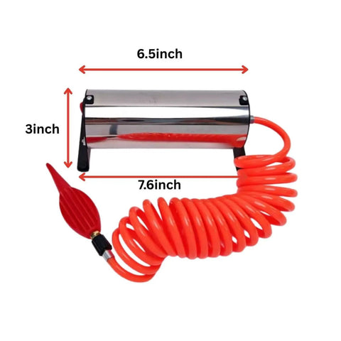 Heavy Duty Electric Air Pump For Air Column Bags Pro Grade Industrial Metal Inflator with coiled red hose and nozzle tips