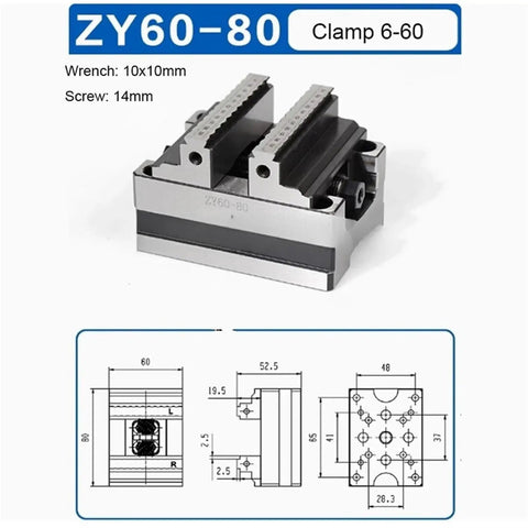 Top Tier CNC Concentric Vise With Turntable Fixture For Machining Center, Self-Centering Chuck Clamp Ranging From 6 To 60mm design with detailed measurements.