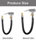 Real Deal Locking Tire Chuck With Rubber Hose Fine Thread Standard Valve Inflator Pump Hose Adapter, 25cm and 55cm lengths