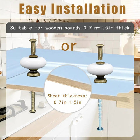 Six Pack Ceramic Cabinet Knob Set 1 Inch Round Drawer Pulls In Antique Bronze Finish installation guide with board thickness