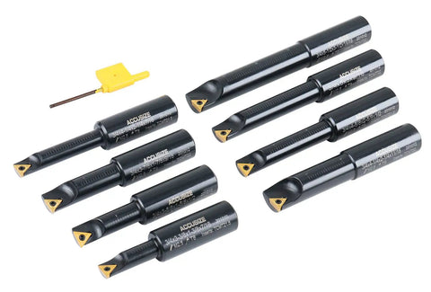 Beefy Round Shank Indexable Boring Bar 3/4 Inch With Dual TCMT Inserts For Lathe Machining set with sizing tool