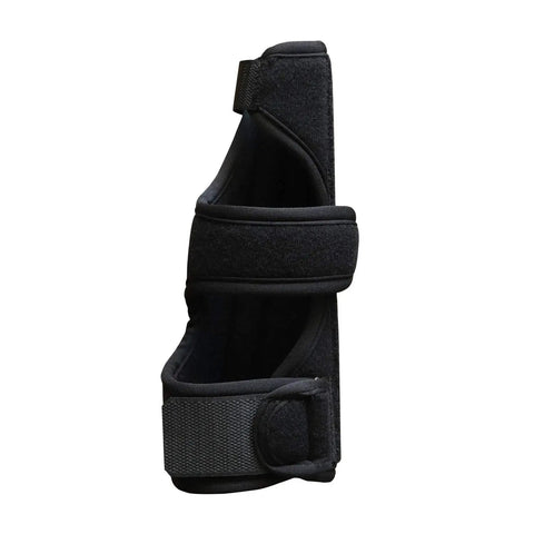 Side view of adjustable breathable neoprene metacarpal splint for both hands, finger support for boxer fractures.