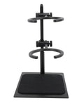 Adjustable Pour Over Coffee Brewer Stand With Double Tier Glass Carafe And Filter Cup Rack Smooth Swivel Base front view.