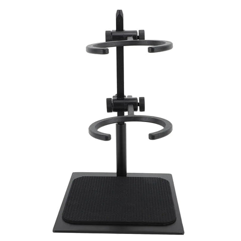 Adjustable Pour Over Coffee Brewer Stand With Double Tier Glass Carafe And Filter Cup Rack Smooth Swivel Base front view.