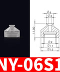Durable Ny-30s1 Pneumatic Air Fitting Manipulator with Industrial Vacuum Rubber Suction Cup Chuck showcased with dimensions.