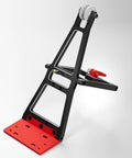 1 To 10 Scale RC Truck Tow Build Kit With Winch And Double Stent Rescue Set For SCX10 TRX4 Capra And LCG Chassis DIY Upgrade Aluminum Crane Tow Hook Durable Build, showing black and red aluminum crane.