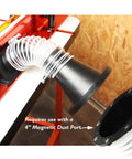 Killer Quality Two And One Half Inch Dust Collection Steel Ports Two Pack with secure hose clamps and fast connect hoses for magnetic adapters on a woodworking tool.