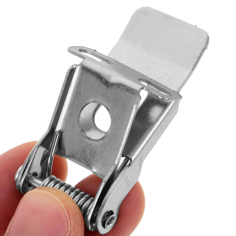 Close-up of a heavy duty metal spring clip from 10 Pack Downlight Retaining Clips and Retrofit Light Securing Clamps for Recessed Fixtures
