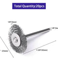 20 Pack Mini 1 Inch Wire Wheel Brushes With 1/8 Inch Round Shanks For Drill Attachments, Crimped Wire Wheel Set