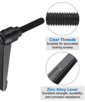 4Pcs Top Shelf Clamp Lever Adjustable Handle Set With M8 Male And Female Threads Quick Release Design Matte Black Finish Shop Ready Rig For Lathe And Machine Tools - close-up of M8 thread and lever.